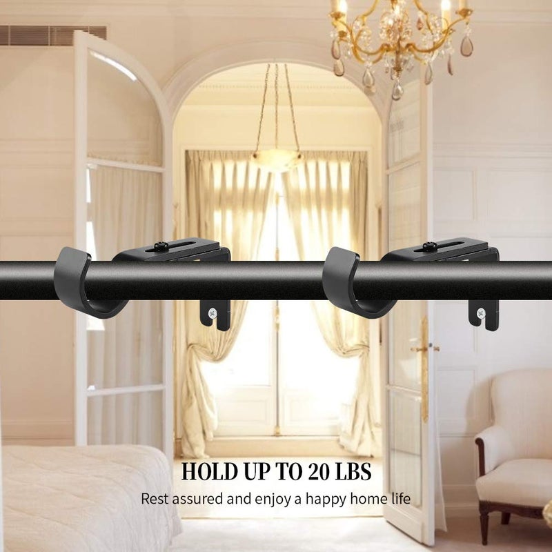 Anndason Heavy Duty Adjustable Curtain Rod Brackets Rod Holders for 1 Inch Rod, Black Color, (Set of 4,Black) - Image 5